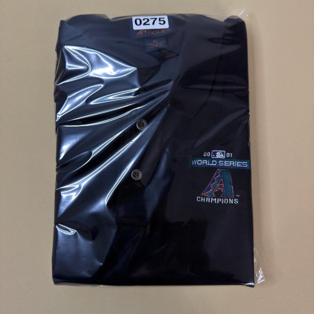VTG Arizona Diamondbacks 2001 WS Champions Polo Shirt Mens XL Black Antigua - Picture 8 of 8